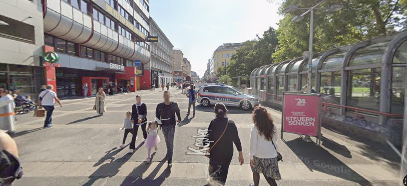 Ein Polizeiauto am Keplerplatz in Wien-Favoriten.