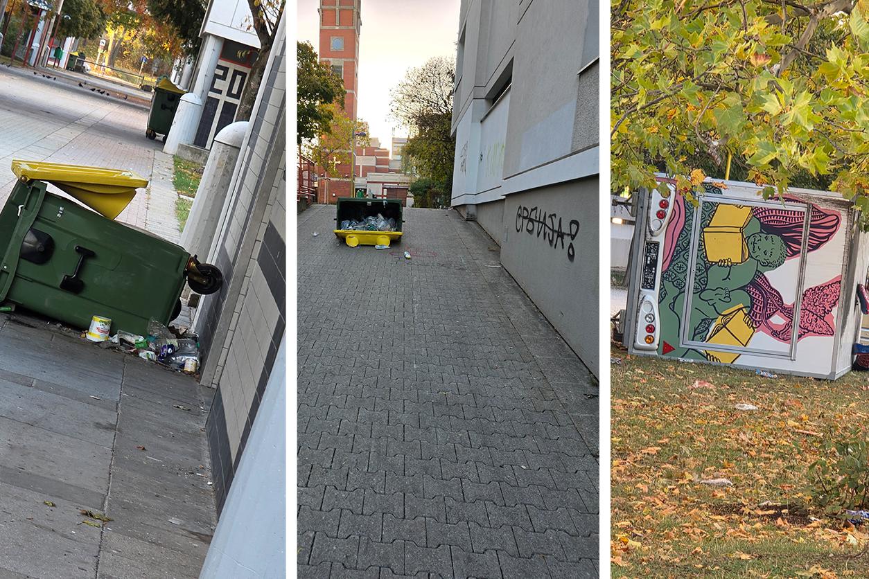 Eine mutmaßliche Jugendgruppe randaliert in einem Wiener Gemeindebau.