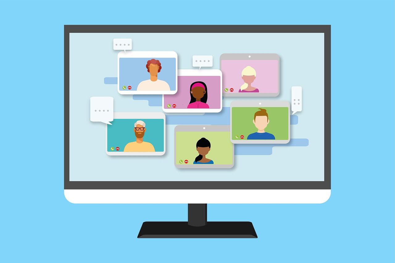 Illustration einer virtuellen Videokonferenz